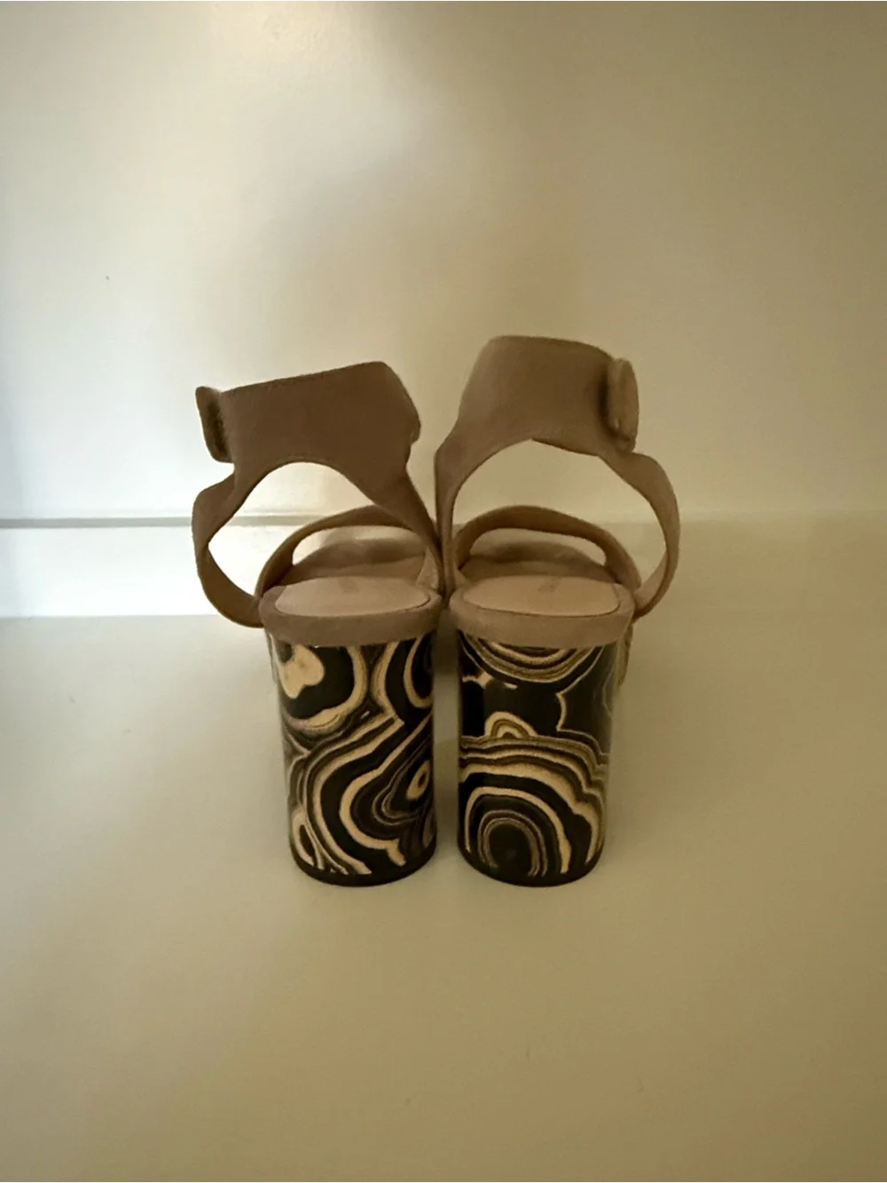 Sacha London PAOLA Taupe Suede Geode Platform Sandals Heels / EUC/ Size 7 $55
